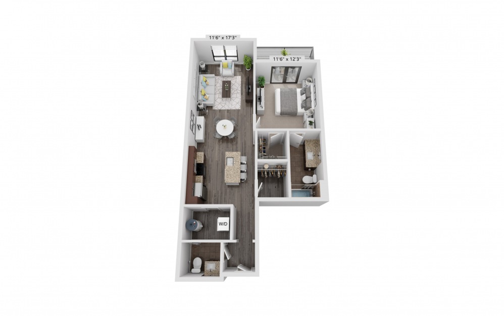 A10 - 1 bedroom floorplan layout with 1 bath and 818 square feet.