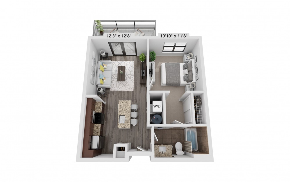 A11 - 1 bedroom floorplan layout with 1 bath and 595 square feet.